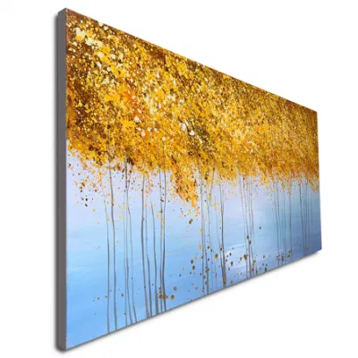  Hechos a mano Aceite de Árbol de oro de la pintura moderna con textura 3D de arte de pared para decorar