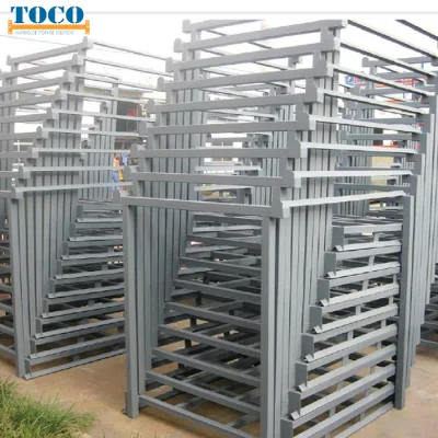 Empresa china de la industria automotriz pintó un marco apilable de paletas plegable con plataforma de malla de alambre.