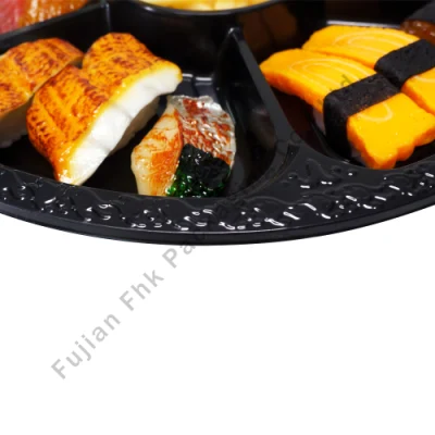 Bandeja para servir aperitivos con cubierta 6 Compartimentos de Sushi bandeja dividida con tapa