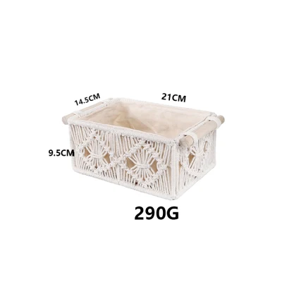 Cesta de almacenamiento tejida a mano Cesta decorativa con asas de madera para el baño Sala de estar