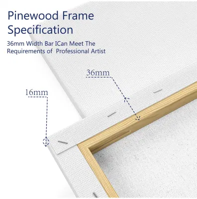 Lona estirada básicos comunes para la pintura al óleo, con firmeza las barras de madera en blanco con lienzo de algodón para estudios de arte y hobby normal utilizando