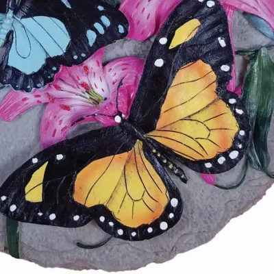 Escalón de piedra decorativa de mariposas para jardín