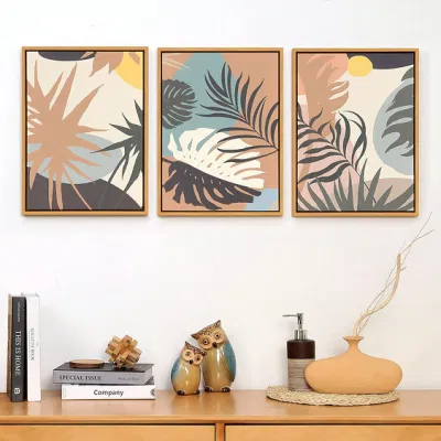  Resumen de 3 piezas de decoración de pared de la planta de la naturaleza del lienzo de pared enmarcados Arte para Salón