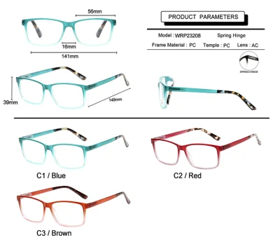 Patchwork Square Frame Reading Gasses con diseño personalizado de bisagra de resorte Logo disponible