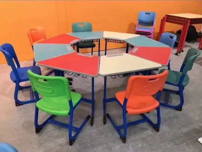  Escuela Moderna Mobiliario Escolar, estudiante de trapezoide tabla muebles, Muebles de jardín de infantes, niños en edad preescolar, primaria, muebles de metal muebles escolares