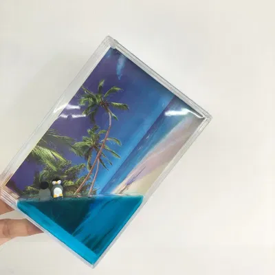  La decoración del hogar instantánea Líquido Acrílico Bastidor 6X4 Imagen Marco de fotos con agua azul y lindo Pingüino flotadores
