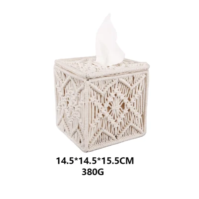 Cesta de almacenamiento tejida a mano Cesta decorativa con asas de madera para el baño Sala de estar