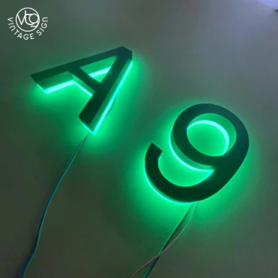  Firmar Carta RGB edificio empresarial escaparate iluminado signos números de casas