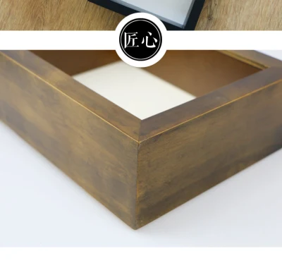 Álbum de fotos enmarcado en caja de sombra, marco cuadrado en 3D con paspartú, marco de fotos en caja de sombra, marco de fotos de madera con acabado en vetas, marcos de bricolaje para decoración de pared en 3D y exhibición en mesa.