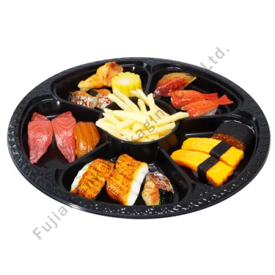 Bandeja para servir aperitivos con cubierta 6 Compartimentos de Sushi bandeja dividida con tapa