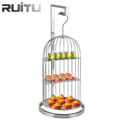 El Hotel y restaurante de lujo de alimentación en la pared de metal plegable apilable de acero inoxidable de Nivel 2 Tejido Rattan fruta alimentos preparar para el almacenamiento Granero