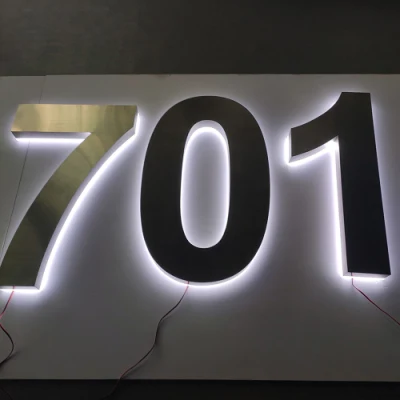  precio de fábrica con retroiluminación LED acabado cepillado gran signo de los números de casa