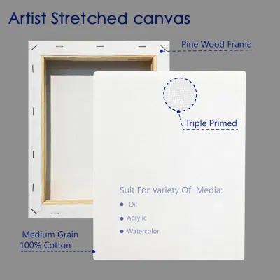  Lienzo estirado profesional para artista, barra gruesa de Pinewood con 100% algodón lienzo de pintura en blanco para pinturas acuarela acrílicas al óleo