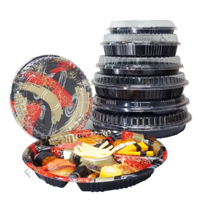  Bandeja para servir aperitivos con cubierta 6 Compartimentos de Sushi bandeja dividida con tapa
