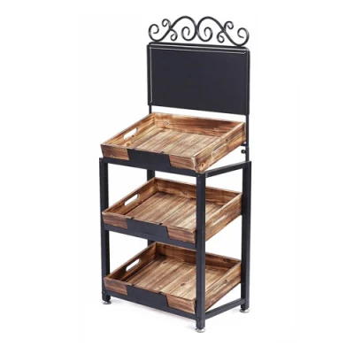  Custom Nut Food Display Milk Powder Display Supermarket Wood Display Rack de frutas achólicas de verduras Stand de cerveza de miel de merienda Soporte de suelo para panificados