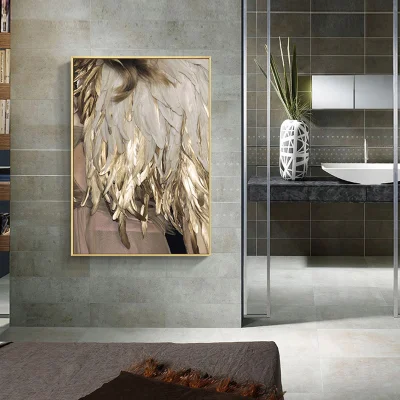 Lienzo de la lámina de estaño de oro arte el arte de la pared de pieles de plumas de la impresión barata Home Decoración regalo imagen marco de la pintura moderna Juego de 3 piezas
