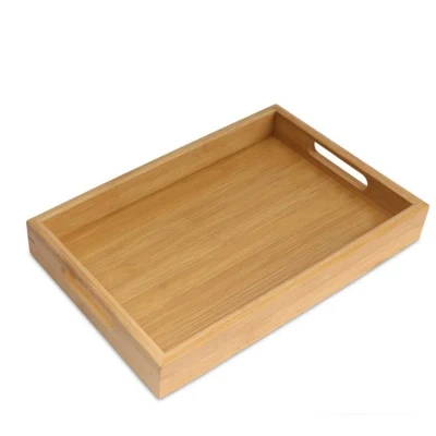 Bandejas de madera de bambú personalizadas con asas