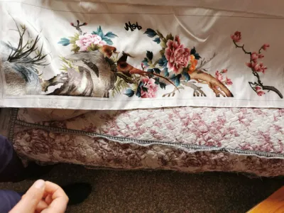  Pintura colgante, Flores, imagen de marco de bordado a mano puro, decoración /Colección