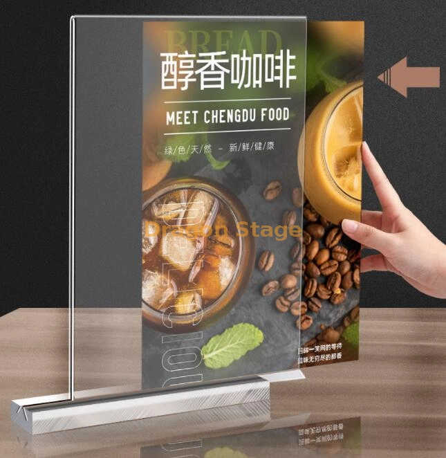 Dragonstage Transparent Acrylic Disaply Holder for Menu Adverting Sign Holder on Table