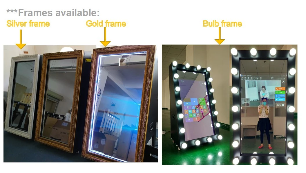 China Factory 65 Inches LED Frame Selfie Magic Mirror Photo Booth with Printer