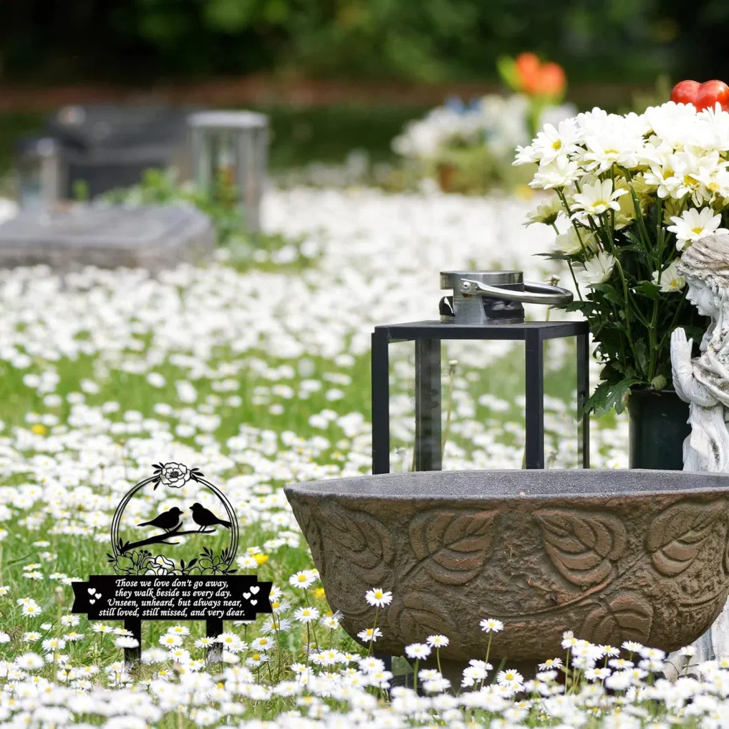 Memorial Grave Markers 13.78 X 11.4 Inch Metal Cemetery Decorations for Grave Sympathy Bird Memorial Plaques for Outdoors Those We Love Don&prime;t Go Away Grave