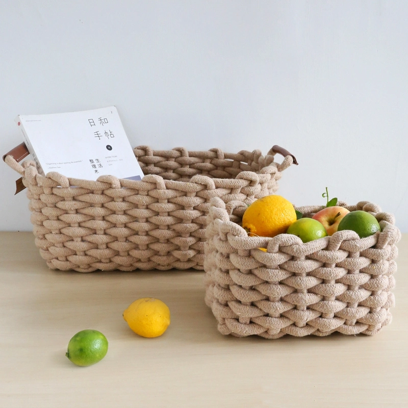 Hand-Woven Storage Basket Nordic Desktop Organizer Toys Clothes Storage Baskets Cosmetic Book Container Box Basket