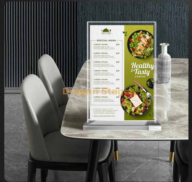 Dragonstage Transparent Acrylic Disaply Holder for Menu Adverting Sign Holder on Table