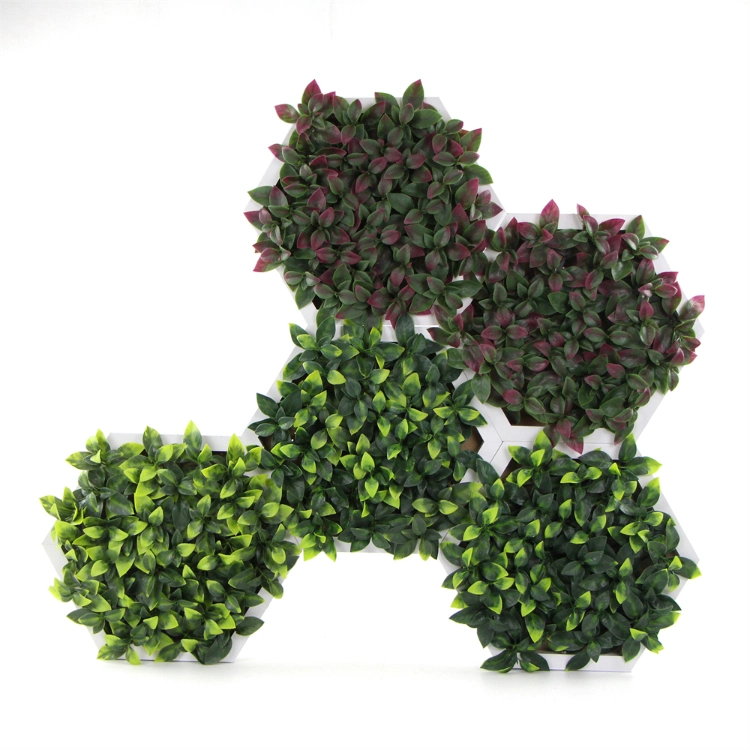 Uland 85*75cm Art 3D Artificial Plant Hedge Panel Frame for Cafe Wall Decoration