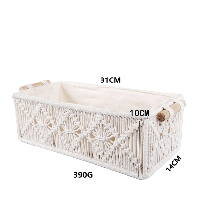 Wholesale White Hand Woven Storage Basket Boho Cotton Storage Basket