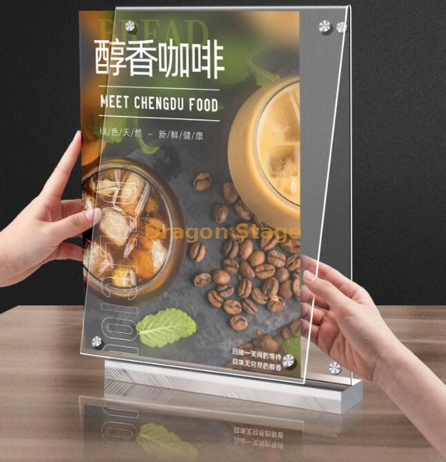 Dragonstage Transparent Acrylic Disaply Holder for Menu Adverting Sign Holder on Table