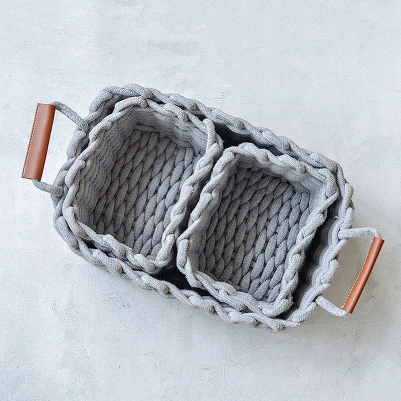 Hand-Woven Storage Basket Nordic Desktop Organizer Toys Clothes Storage Baskets Cosmetic Book Container Box Basket