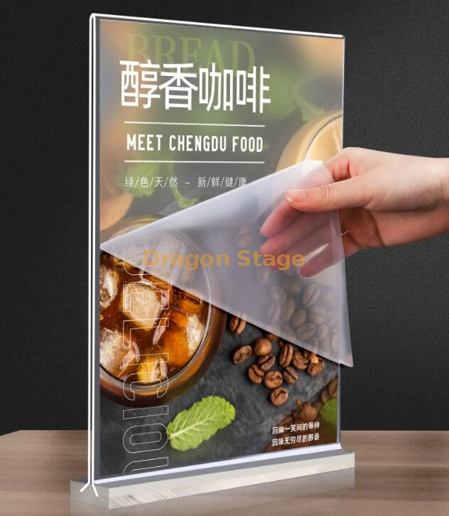 Dragonstage Transparent Acrylic Disaply Holder for Menu Adverting Sign Holder on Table