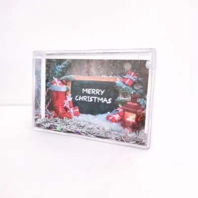 Instax regalo personalizzato Fotolijst Natale tema 2X3inch liquido galleggiante acqua Cornice fotografica con glitter