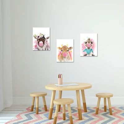 3 pezzi Animali tela Wall Arte incorniciato Posters Pittingsfor Kids