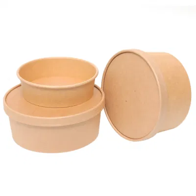 500 ml di carta Kraft monouso per pollo fritto e insalata di frutta per uso alimentare Recipiente con coperchio in carta