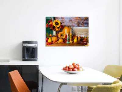 Autunnale Pumpkins LED tela Wall Art per la pittura a candela Backdropharvest Girasoli Maple sfondo Bambini