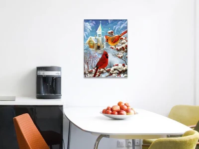 Snow Bird Custom LED Canvas Wall Art per candela di Natale Fibre tessuti tela stampe LED pareti Arte per camera da letto