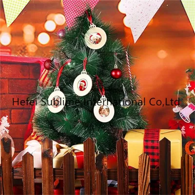 Natale Round immagine ornamento massa legno incompiuto Natale cornice fotografica