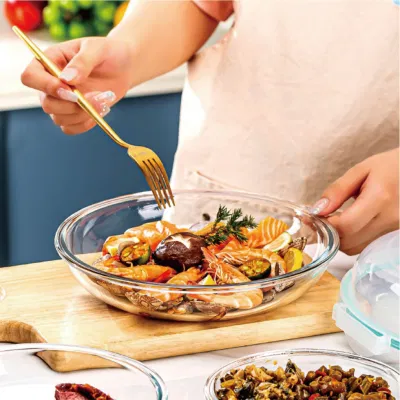 Pranzo in vetro, recipiente per riscaldamento a microonde con coperchio, scatola per il coperchio Impiegati con scatola sigillata di riso frutta Bento Box