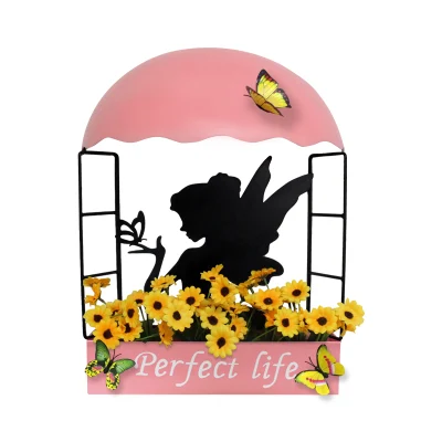 Fiaba in metallo Rosa finestra fiore parete porta vaso appendere a parete