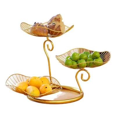 Nordic Golden Black Iron Modern Coffee Table snack Ristorante creativo Cestino di frutta