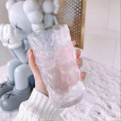 310 ml 370 ml 10oz 12oz Glacier Grain Glass Cup latte semplice Tazza di vetro per succhi tazza di caffè tazza di vetro tazza di birra con mano Tumbler regalo all&prime;ingrosso