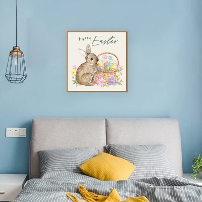 Pasqua coniglio Calligraphy tela di Pasqua pittura di arte tela di pittura di bambini di Pasqua Art cornice Stampa Wall Art decorazione domestica