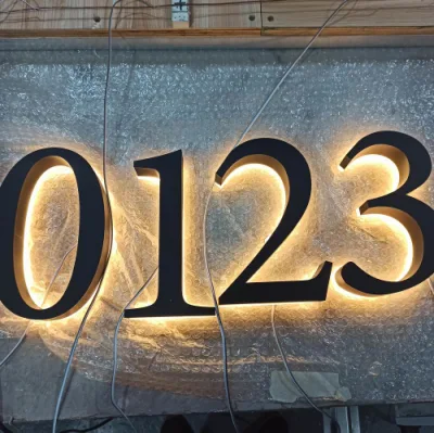 LED Design personalizzato in acciaio inox retroilluminato numero civico luci segno