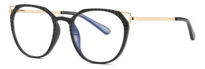 Struttura robusta di forma rotonda con finitura in metallo cute Occhiali ottici da donna TR90 decorativi