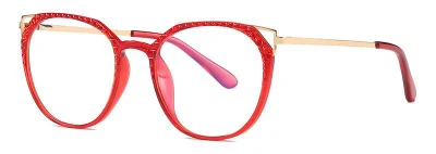 Struttura robusta di forma rotonda con finitura in metallo cute Occhiali ottici da donna TR90 decorativi