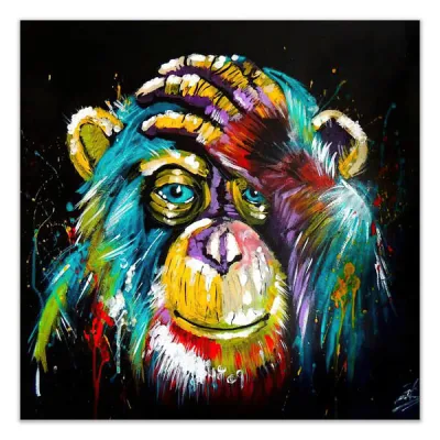Fabbrica Commercio all&prime;ingrosso scimpanzé colorati tela decorativa dipinti graffiti Wall Art