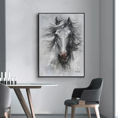 Abstract Animal Horse 2 pezzi Set cornice immagine tela moderna Wall Art Stampa personalizzata a buon mercato decorazione camera dipinto ad olio Arte