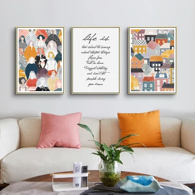 Citazioni motivazionali Stampa di opere d&prime;arte da parete in tela Casa moderna Decorazione parete Art Set pezzo incorniciato Picture Display