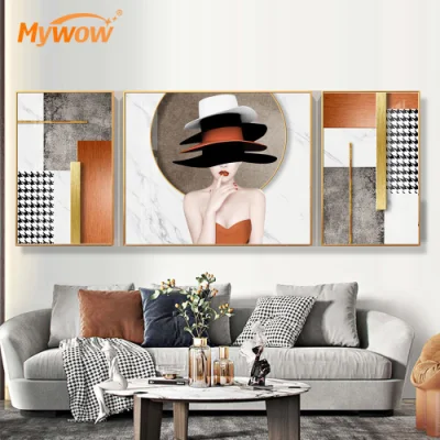 Donna pittura moderna di arte della parete per decorazione della stanza vivente
